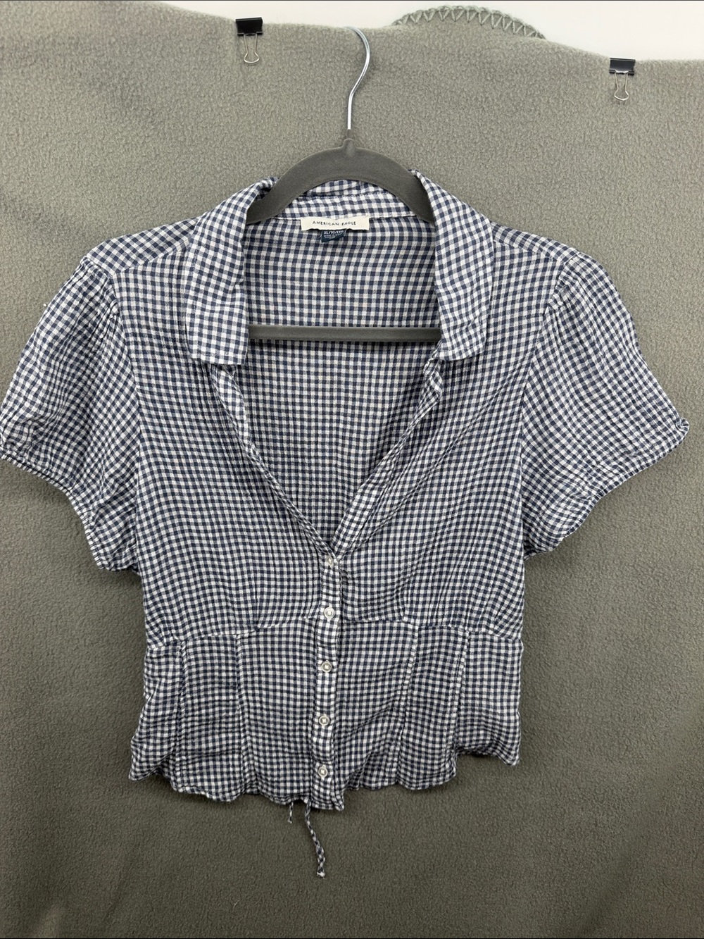 American Eagle Outfitters Navy & White Gingham Shirt A31